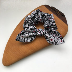 Chouchou à noeud – Floral noir
