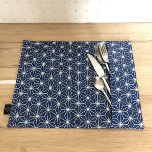Pochette à couverts / set de table – Géométrique bleu