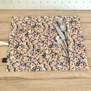 Pochette à couverts / set de table – Fleurs